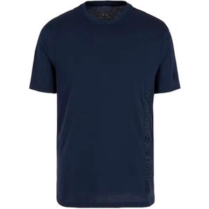 Armani Exchange, Tops, Heren, Blauw, 2Xl, Verticaal Logo T-shirt