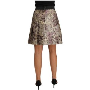 Dolce & Gabbana, Rokken, Dames, Veelkleurig, S, Polyester, Bloemen Jacquard A-Lijn Rok