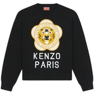 Kenzo, Sweatshirts & Hoodies, Dames, Zwart, S, Wol, Tiger Academy Zwarte Trui