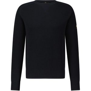 Belstaff, Wafelpatroon Crew Neck Sweater Zwart, Heren, Maat:M