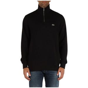 Lacoste, Truien, Heren, Zwart, XL, Katoen, Klassieke Fit Katoenen Sweatshirt met Voorlogo Patch