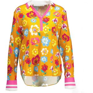 Herzen's Angelegenheit, Zijden Blouse met Bloemenprint Oranje, Dames, Maat:M