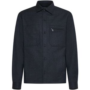 Ermenegildo Zegna, Jassen, Heren, Grijs, M, Techmerino Overshirt met Borstzakken