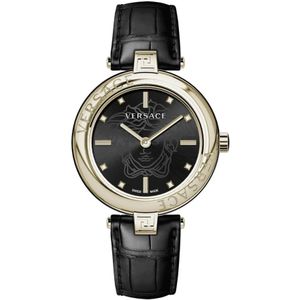 Versace, NEW Lady Leren Horloge Grijs, Dames, Maat:ONE Size