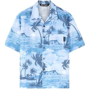 Palm Angels, Blouses Shirts Blauw, Heren, Maat:L