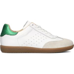 Lina Locchi, Schoenen, Dames, Wit, 37 EU, Suède, Witte Sneakers met Groene Metallic Hiel