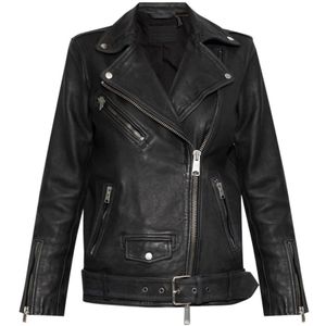 AllSaints, Billie Biker Leren Jas Zwart, Dames, Maat:XS