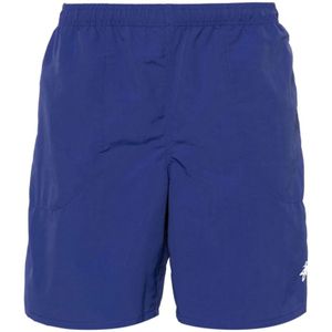 Stüssy, Korte broeken, Heren, Blauw, XL, Nylon, Blauwe Logo Print Elastische Shorts