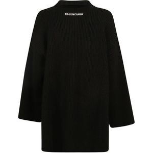 Balenciaga, Kleedjes, Dames, Zwart, S, Wol, Zwarte Sweaters