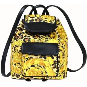Versace Pre-owned, Pre-owned Canvas backpacks Geel, Dames, Maat:ONE Size