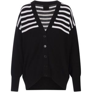 Givenchy, Truien, Dames, Veelkleurig, S, Katoen, Zwart Gestreepte Langemouw Cardigan