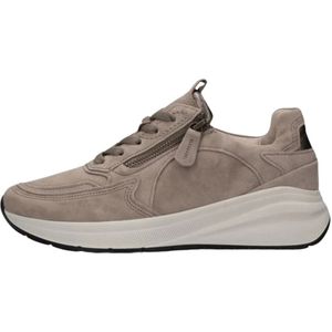 Gabor, Schoenen, Dames, Beige, 43 EU, Leer, Beige Lage Sneakers Stijlvolle Rits