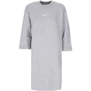 Nike, Kleedjes, Dames, Grijs, S, Katoen, Phoenix Fleece Oversized Sleeve Jurk