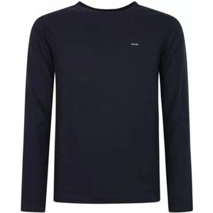 Calvin Klein, Tops, Heren, Blauw, L, Heren Stretch Slim Fit Longsleeve T-shirt