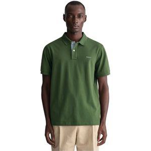 Gant, Tops, Heren, Groen, L, Katoen, Contrast Piqué Polo Shirt