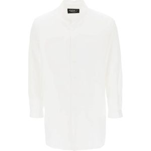 Yohji Yamamoto, Gelaagd lang shirt met mandarijnkraag Wit, Heren, Maat:S