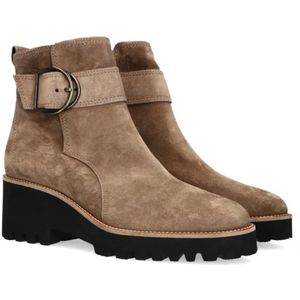 Paul Green, Schoenen, Dames, Bruin, 39 EU, Suède, Taupe Suède Enkellaarsjes met Blokhak