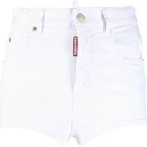 Dsquared2, Korte broeken, Dames, Wit, S, Denim, Witte Denim Casual Shorts