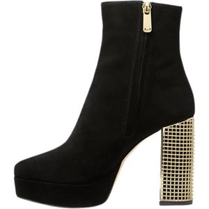 Michael Kors, Schoenen, Dames, Zwart, 37 1/2 EU, Leer, Zwarte Platform Bootie Stijl