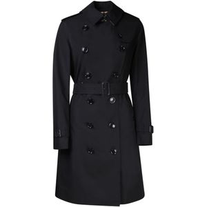 Burberry, Mantels, Dames, Zwart, S, Katoen, Klassieke Zwarte Katoenen Trenchcoat