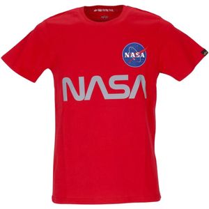 Alpha Industries, Reflecterend Nasa T-Shirt voor Mannen Rood, Heren, Maat:M