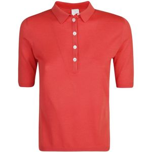 Eleventy, Tops, Dames, Rood, L, Wol, Luxe Wol Polo Shirt