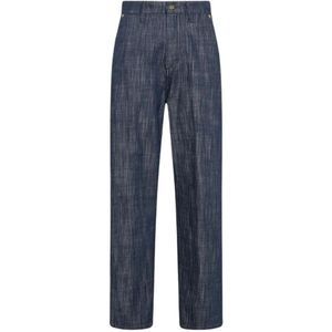 Momoni, Baggy Jeans in Denim Kleur Blauw, Dames, Maat:S