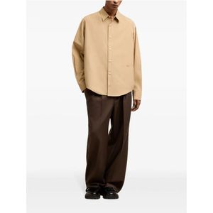 Ami Paris, Overhemden, Heren, Beige, L, Katoen, Casual Katoenen Overhemd voor Mannen