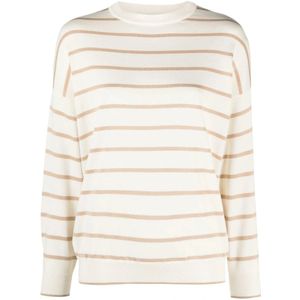 Lorena Antoniazzi, Truien, Dames, Veelkleurig, L, Katoen, Witte Gebreide Choker Sweater Casual Stijl