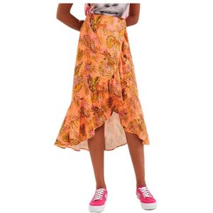 Desigual, Rokken, Dames, Oranje, M, Linnen, Elegante Oranje Longuette Rok voor Vrouwen