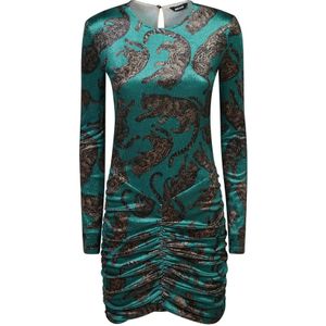 Just Cavalli, Kleedjes, Dames, Veelkleurig, 3Xs, Groene Jurk voor Vrouwen Aw 24