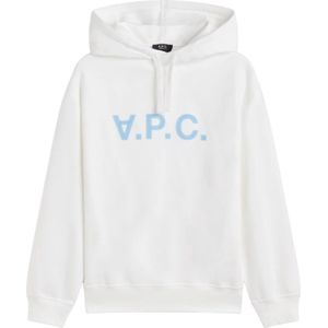 A.p.c., Sweatshirts & Hoodies, Dames, Wit, 2Xs, Katoen, Velvet Logo Oversize Hoodie