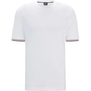 Hugo Boss, T-shirt met Contrast Bies Wit, Heren, Maat:M