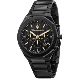 Maserati, Accessoires, Heren, Zwart, ONE Size, Stile NA Chronograaf Datumvenster Roestvrijstalen Horloge