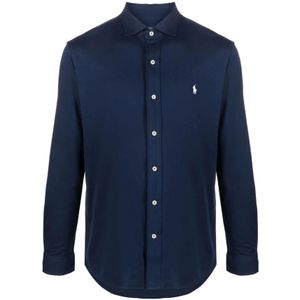 Polo Ralph Lauren, Overhemden, Heren, Blauw, M, Katoen, Blauwe Casual Lange Mouw Sportshirt