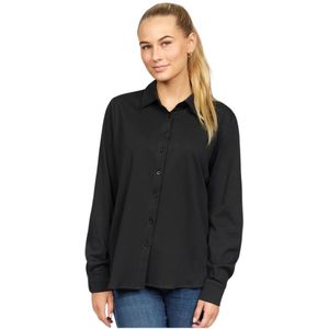 2-Biz, Blouses & Shirts, Dames, Zwart, L, Katoen, Zwarte Idines Overhemd met Lange Mouwen