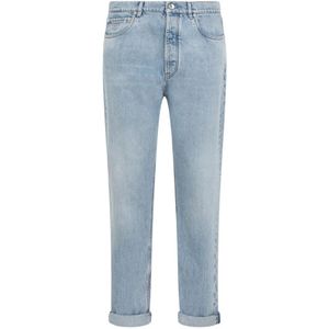 Brunello Cucinelli, Jeans, Heren, Blauw, M, Denim, Blauwe Denim Oprolbare Zoom Jeans