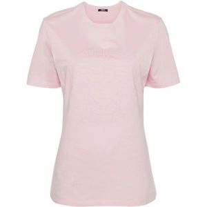 Versace, T-shirt met logo print Roze, Dames, Maat:M