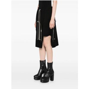 Rick Owens, Rokken, Dames, Zwart, M, Wol, Zwarte Wol Asymmetrische Rok Ritsdetails