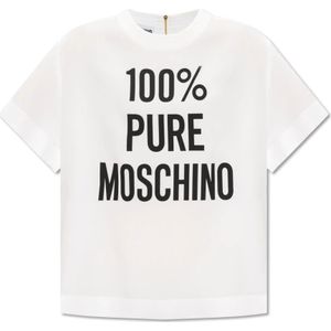 Moschino, Tops, Dames, Wit, XS, T-shirt met logo
