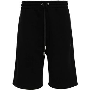 Off White, Korte broeken, Heren, Zwart, S, Polyester, Zwarte Shorts met Off-White Stijl