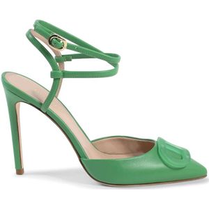 Dee Ocleppo, Schoenen, Dames, Groen, 37 EU, Leer, Zwarte Leren Stiletto Pump