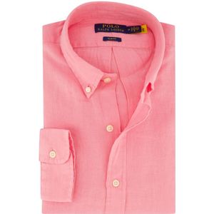 Polo Ralph Lauren, Overhemden, Heren, Roze, M, Linnen, Casual roze linnen overhemd