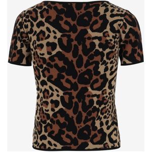 Blumarine, Tops, Dames, Veelkleurig, S, Leopard Print Crew Neck Top