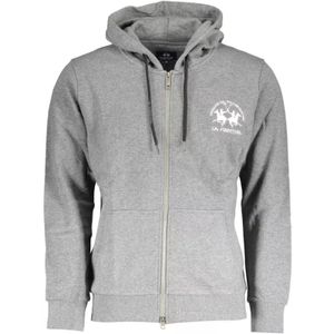 La Martina, Sweatshirts & Hoodies, Heren, Grijs, L, Katoen, Elegante Grijze Hoodie met Borduursel