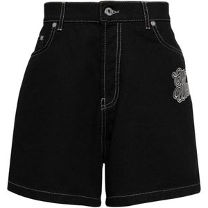 Off White, Korte broeken, Heren, Zwart, W34, Denim, Zwarte Denim Flared Bermuda Shorts