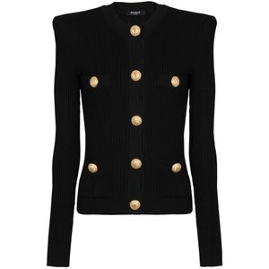 Balmain, Truien, Dames, Zwart, M, Polyester, Truien