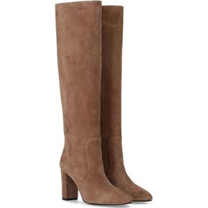 Via Roma 15, Schoenen, Dames, Beige, 37 EU, Suède, Beige Suède Hoge Hak Hoge Laarzen