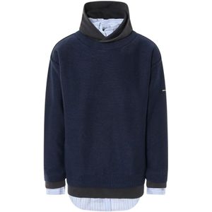 Balenciaga, Sweatshirts & Hoodies, Heren, Blauw, S, Katoen, Katoenen Gebreide Sweatshirt met Overhemd Detail