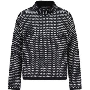 Marc Cain, Truien, Dames, Zwart, XL, Grofgebreide pullover met tweekleurig design
